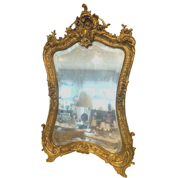 Louis XV Rococo style mirror in wood and gilded stucco, early 20th century