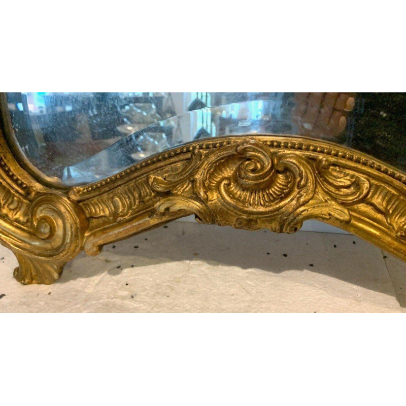 Miroir de style Louis XV Rocaille en bois et stuc doré, début XXᵉ siècle