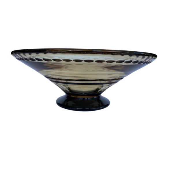 Val-Saint-Lambert, coupe Art Déco en cristal gravé, couleur topaze, ca 1930