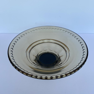 Val-Saint-Lambert, Art Deco gegraveerde kristallen schaal, topaaskleur, ca. 1930