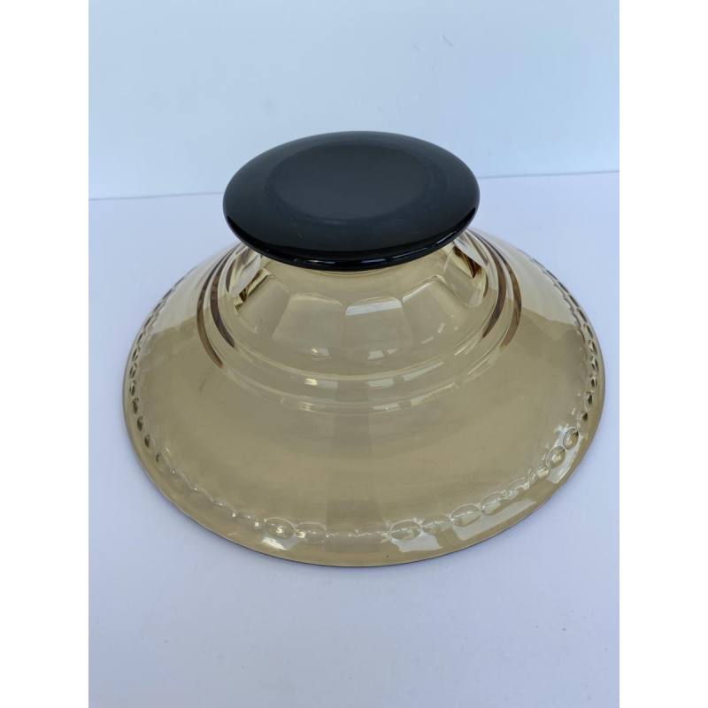 Val-Saint-Lambert, Art Deco engraved crystal bowl, topaz colour, ca 1930