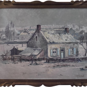 Henri Bodart, "Namur Landscape in the Snow," oil painting on canvas