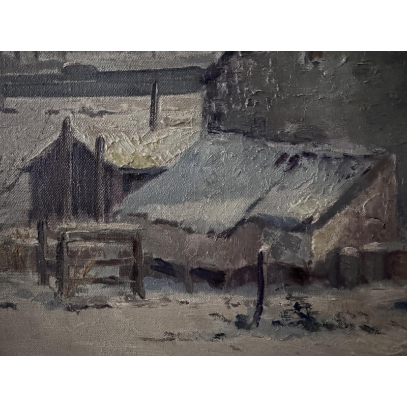 Henri BODART «Paysage namurois sous la neige» peinture huile sur toile