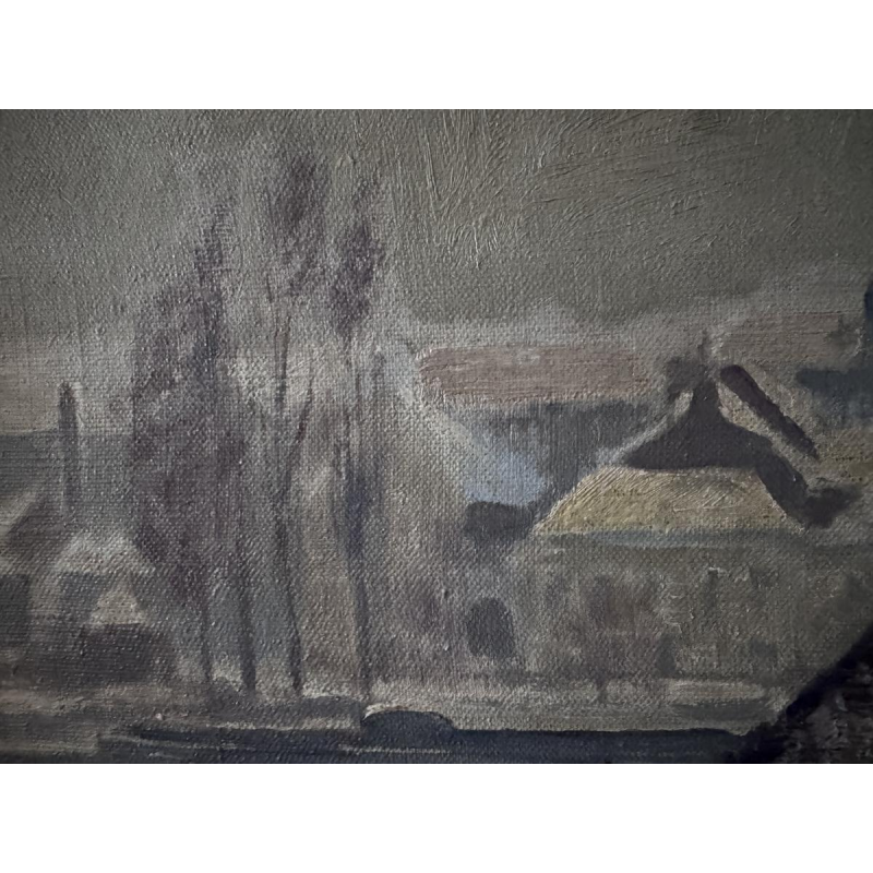 Henri Bodart, "Namur Landscape in the Snow," oil painting on canvas