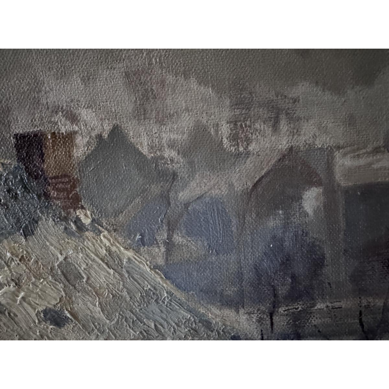 Henri BODART «Paysage namurois sous la neige» peinture huile sur toile