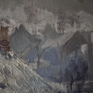 Henri Bodart, "Namur Landschap in de sneeuw," olieverfschilderij op doek
