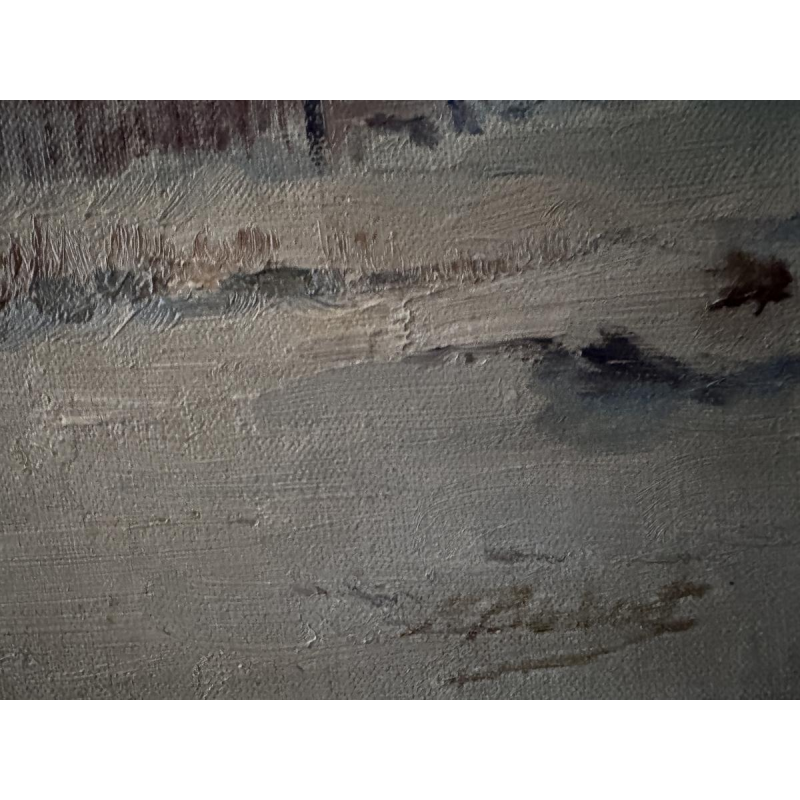 Henri Bodart, "Namur Landschap in de sneeuw," olieverfschilderij op doek