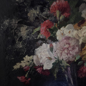 Albert Dandoy “Boeket van bloemen”, zeldzaam stilleven, olieverf op doek