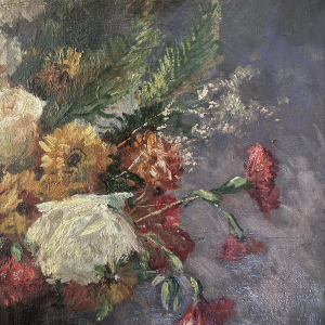 Albert DANDOY «Bouquet de fleurs» rare nature morte, huile sur toile