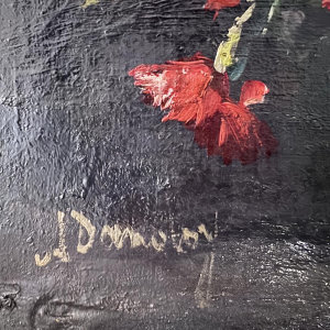 Albert DANDOY «Bouquet de fleurs» rare nature morte, huile sur toile