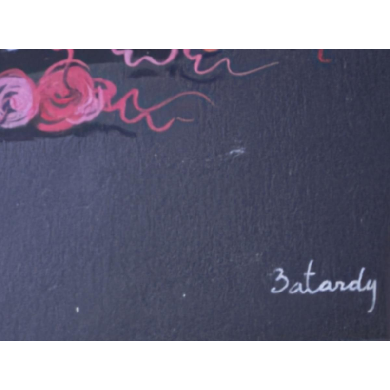 Marie-Louise BATARDY “The cat playing with balls of yarn” painting on paper, naive art style