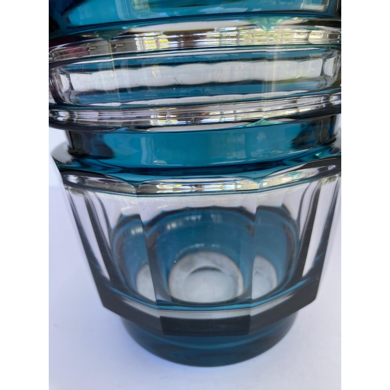 Val-Saint-Lambert, Art Deco vaas "Formose", dubbellaags kristal in eendenblauw, model uit 1938