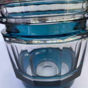 Val-Saint-Lambert, "Formose" Art Deco vase, double-layered crystal in duck blue, 1938 model