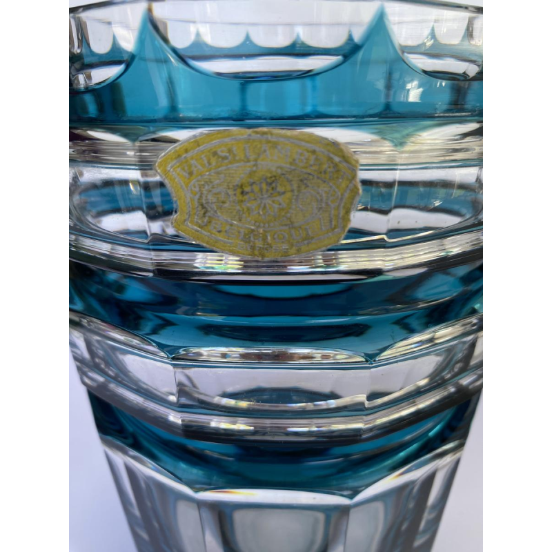 Val-Saint-Lambert, Art Deco vaas "Formose", dubbellaags kristal in eendenblauw, model uit 1938