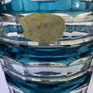 Val-Saint-Lambert, Art Deco vaas "Formose", dubbellaags kristal in eendenblauw, model uit 1938