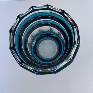 Val-Saint-Lambert, "Formose" Art Deco vase, double-layered crystal in duck blue, 1938 model