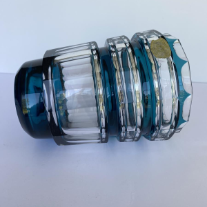 Val-Saint-Lambert, "Formose" Art Deco vase, double-layered crystal in duck blue, 1938 model