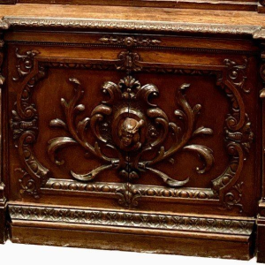 Vitrine deux corps de style Renaissance, noyer massif, époque Napoléon III, fin XIXe siècle