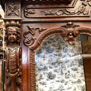 Two-part Renaissance-style display cabinet, solid walnut, Napoleon III period, late 19th century