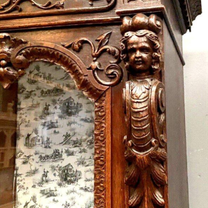 Two-part Renaissance-style display cabinet, solid walnut, Napoleon III period, late 19th century