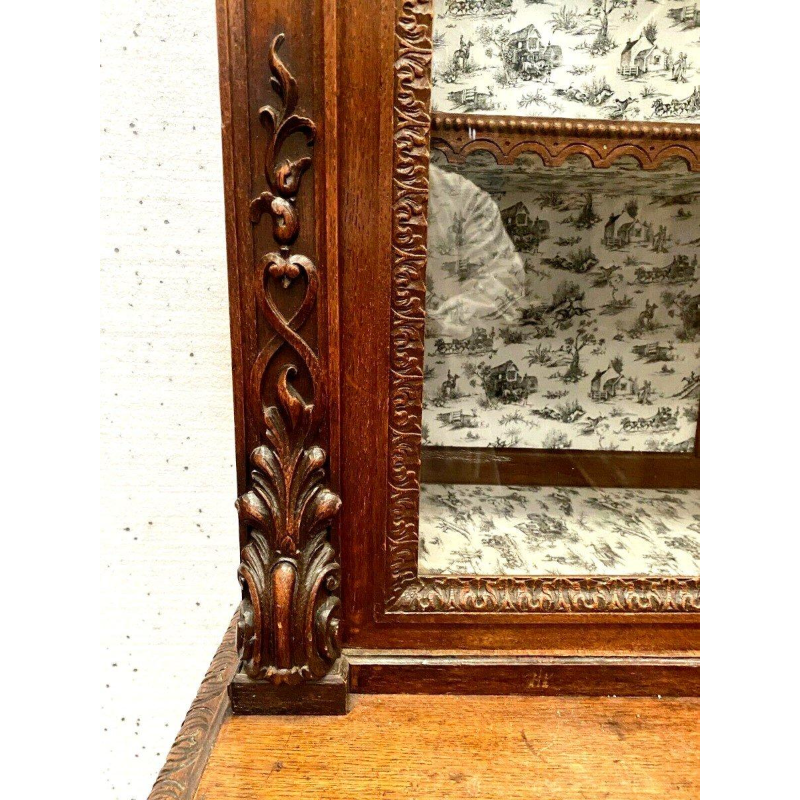 Two-part Renaissance-style display cabinet, solid walnut, Napoleon III period, late 19th century