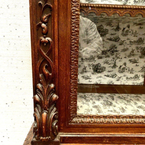 Vitrine deux corps de style Renaissance, noyer massif, époque Napoléon III, fin XIXe siècle