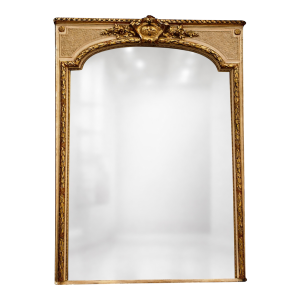 Miroir de style Louis XV en bois et stuc doré et patiné, XIXᵉ siècle