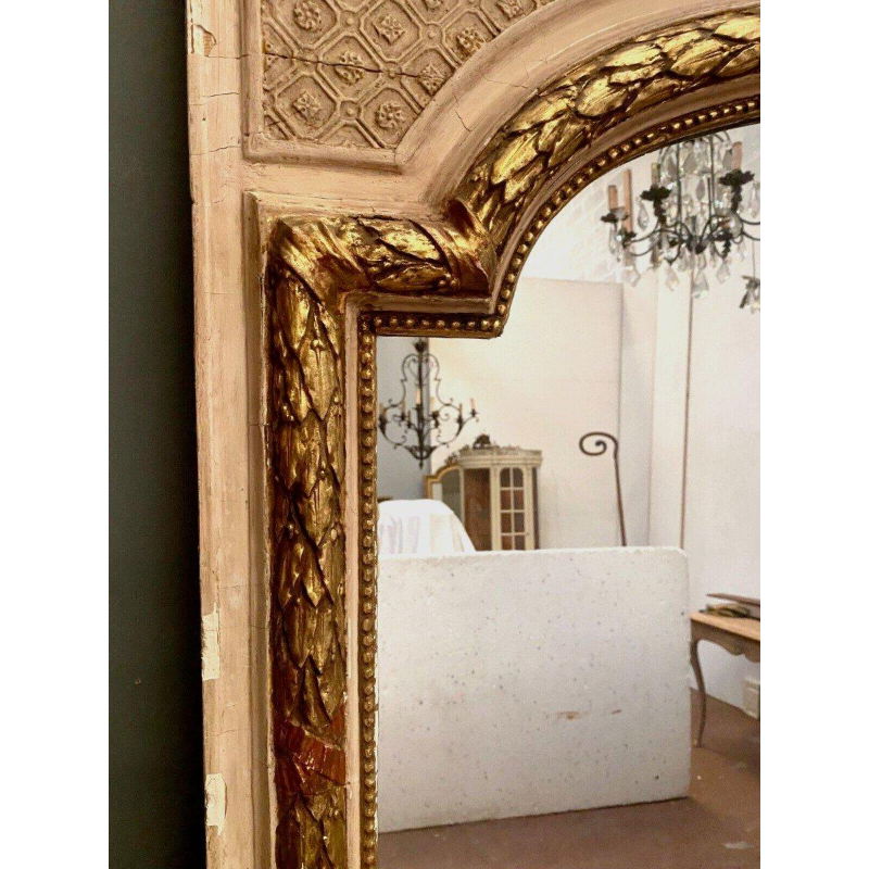 Louis XV style mirror in wood and gilded and patinated stucco, 19th century