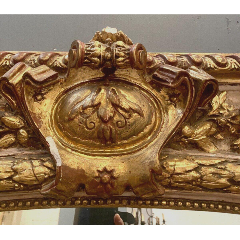 Louis XV style mirror in wood and gilded and patinated stucco, 19th century