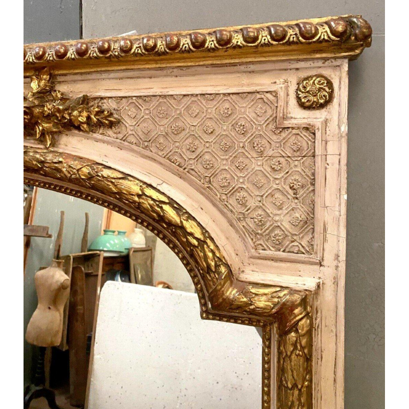 Louis XV style mirror in wood and gilded and patinated stucco, 19th century