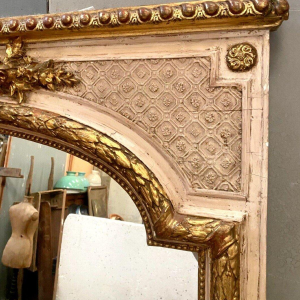 Louis XV style mirror in wood and gilded and patinated stucco, 19th century