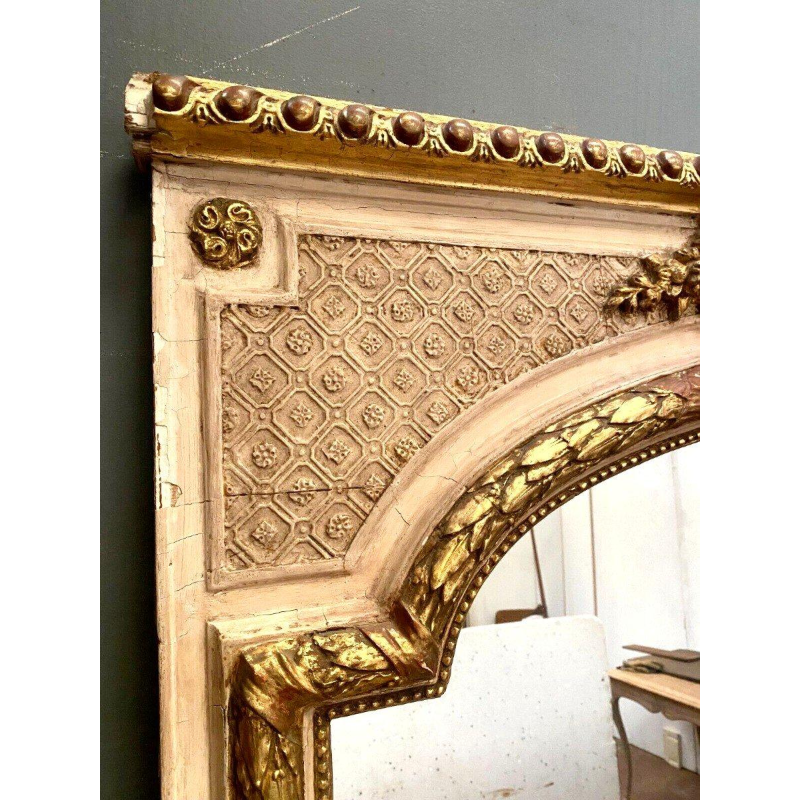 Louis XV style mirror in wood and gilded and patinated stucco, 19th century