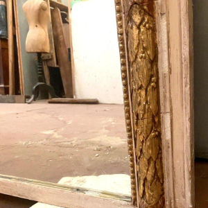 Louis XV style mirror in wood and gilded and patinated stucco, 19th century