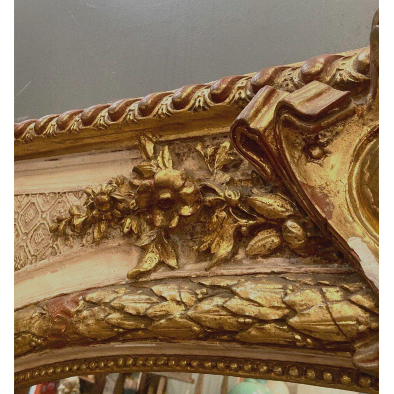 Louis XV style mirror in wood and gilded and patinated stucco, 19th century
