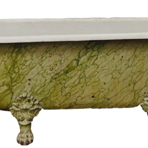 Baignoire en fonte émaillée, patine faux marbre, pieds griffes, XIXᵉ siècle