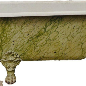 Enameled cast iron bathtub, faux marble patina, claw feet, 19th century