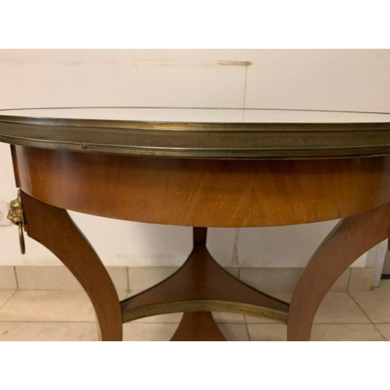 Empire style mahogany tripod pedestal table with marble top, 20th century
