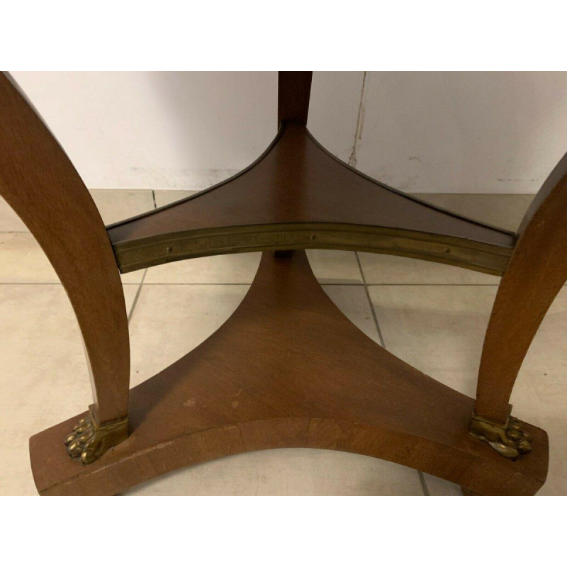 Mahoniehouten tafel met driepoot en marmeren blad in Empire-stijl, 20e eeuw.