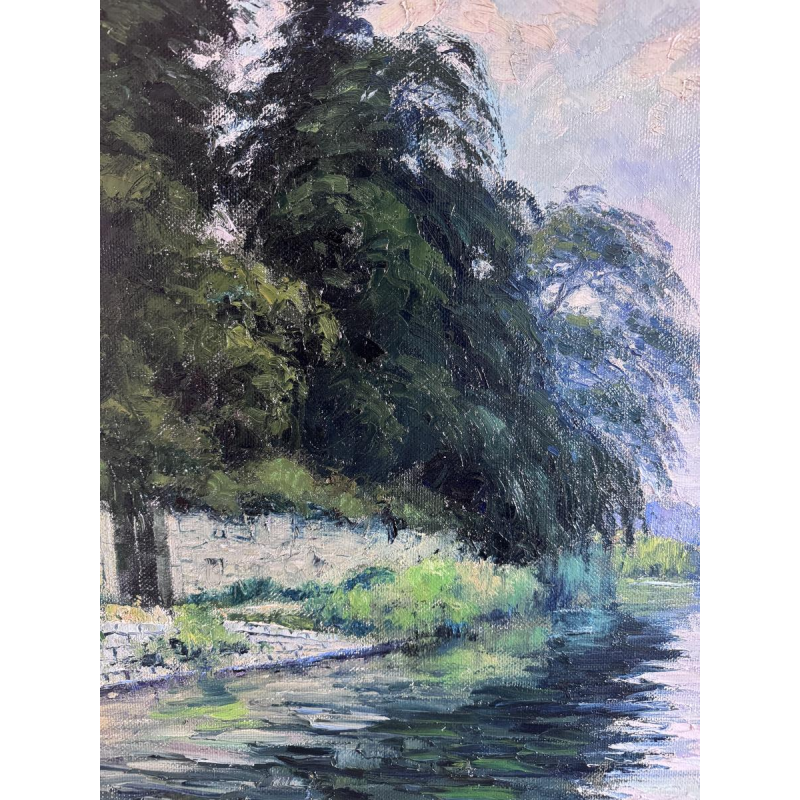 Eugène COLIGNON «La Meuse à Beez - Namur» tableau huile sur toile