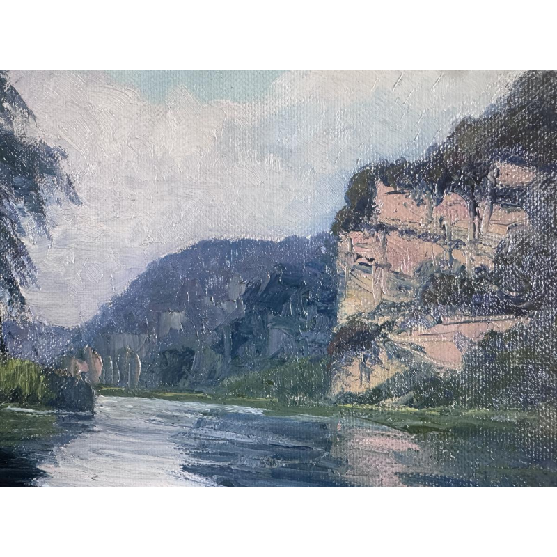 Eugène COLIGNON «La Meuse à Beez - Namur» tableau huile sur toile