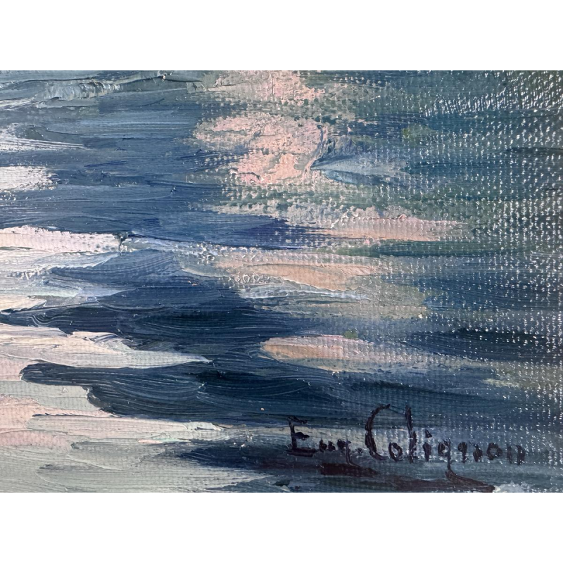 Eugène COLIGNON «La Meuse à Beez - Namur» tableau huile sur toile