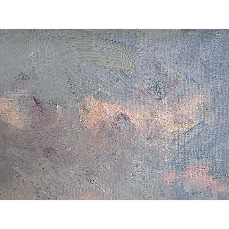 Renée PRINZ «Bateliers sur la Meuse à Namur» peinture huile sur toile