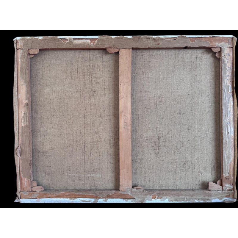 Renée PRINZ “Bootmannen op de Maas bij Namen”, olieverfschilderij op doek