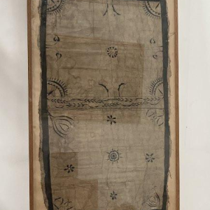 Decorative panel, fabric with geometric and floral design, French Polynesia, 20th century