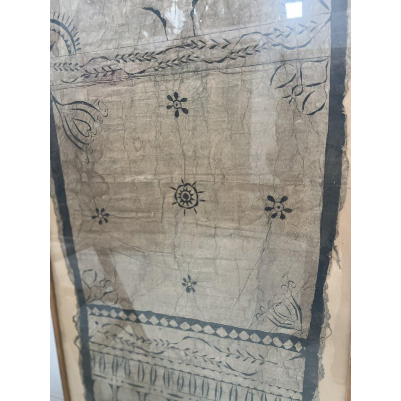 Decoratief paneel, stof met geometrisch en florale motieven, Frans-Polynesië, 20e eeuw