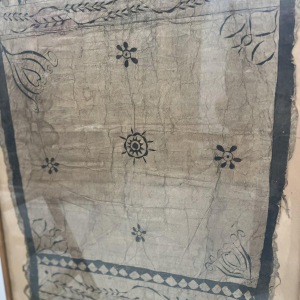 Decorative panel, fabric with geometric and floral design, French Polynesia, 20th century