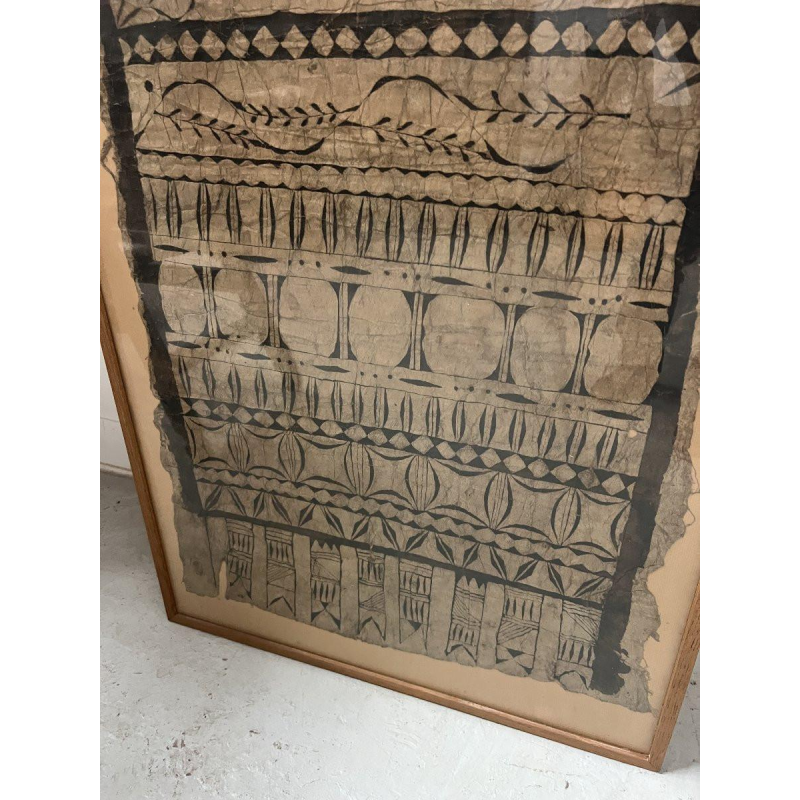 Decoratief paneel, stof met geometrisch en florale motieven, Frans-Polynesië, 20e eeuw