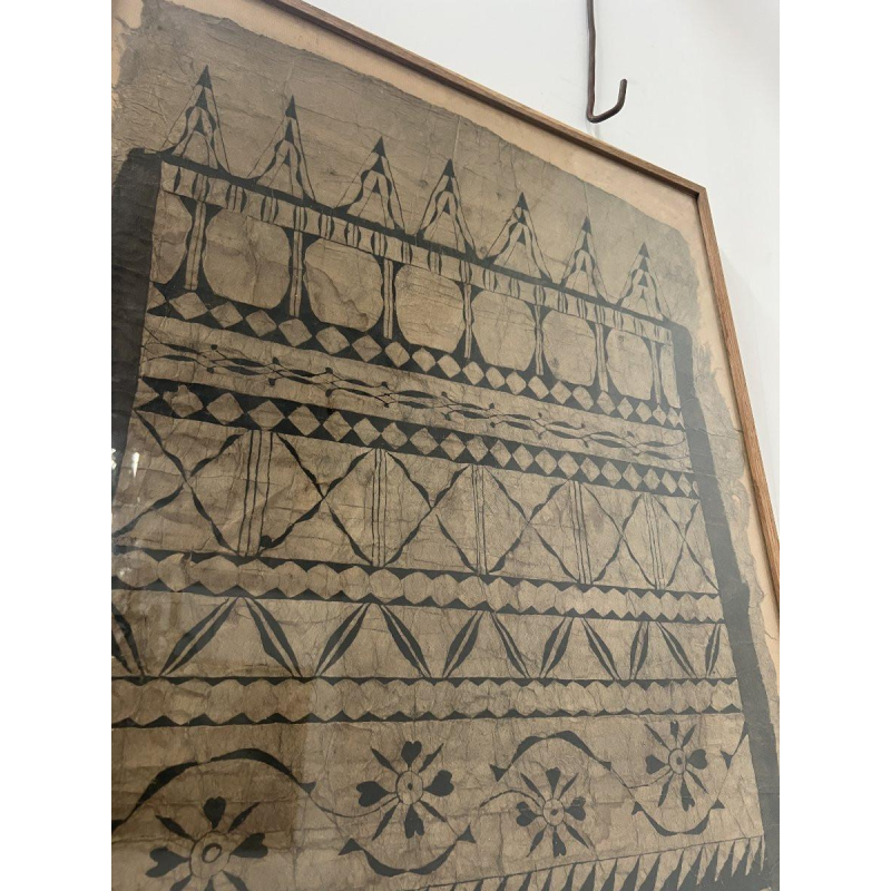 Decoratief paneel, stof met geometrisch en florale motieven, Frans-Polynesië, 20e eeuw