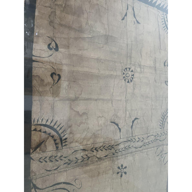 Panneau décoratif, tissu à décor géométrique et floral, Polynésie française, XXᵉ siècle