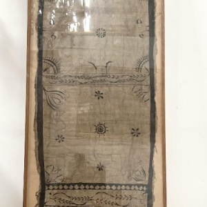 Panneau décoratif, tissu à décor géométrique et floral, Polynésie française, XXᵉ siècle